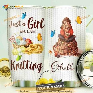 Knitting Personalized Just A Girl Who Loves Coffee Tumbler