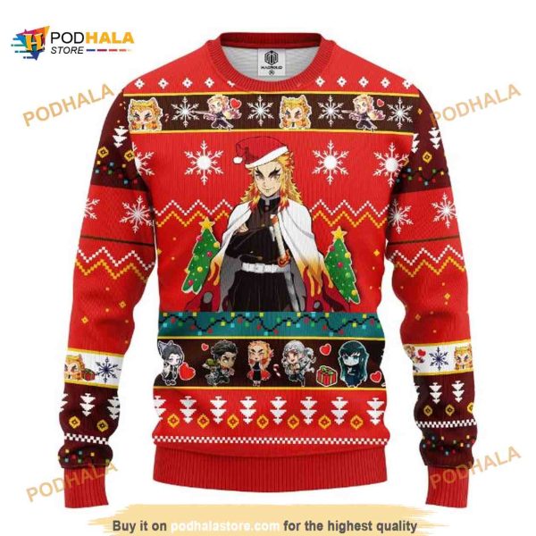 Kyojuro Rengoku Demon Slayer Ugly Anime Christmas Sweater