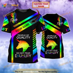 LGBT Gay Pride People Of Quality Do Not Fear 3D Printed Personalized Name 3D Shirt