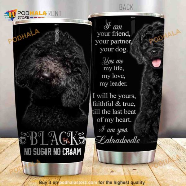 Labradoodle Black No Sugar Stainless Steel Cup Coffee Tumbler