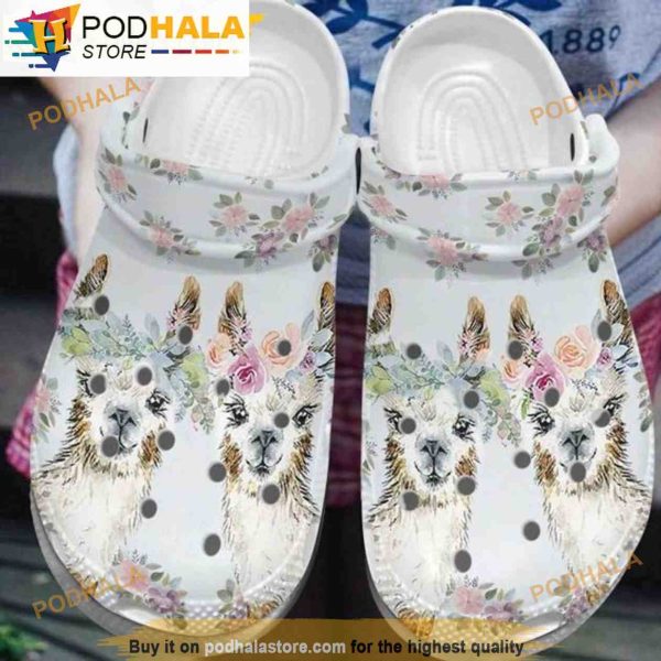 Lama Alpaca Couple Floral 3D Funny Crocs
