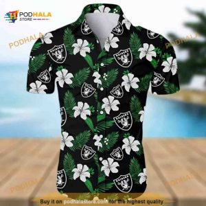 Las Vegas Raiders NFL Hawaiian Shirt, Hibiscus Flower Pattern Beach Lovers Gift