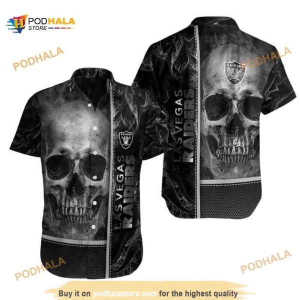 Las Vegas Raiders NFL Hawaiian Shirt, Horror Skull All Over Print Aloha Shirt