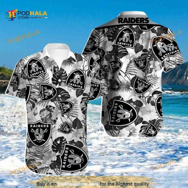 Las Vegas Raiders NFL Hawaiian Shirt, Palm Leaves Pattern Summer Vacation Gift