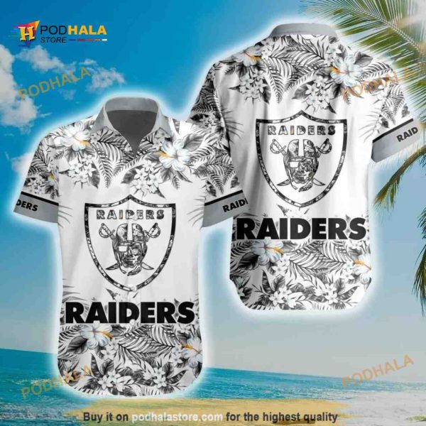Las Vegas Raiders NFL Hawaiian Shirt, Tropical Flower Pattern Best Beach Gift