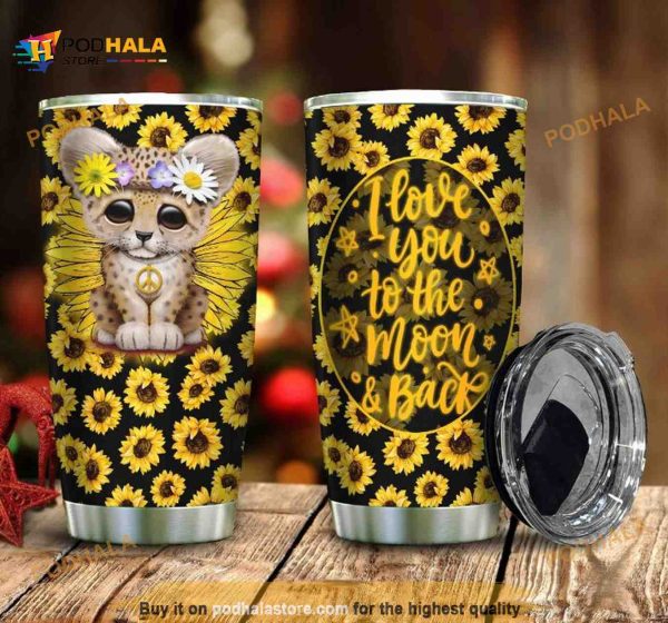 Leopard Sunflower Gift Travel Coffee Tumbler All Over Print 3D