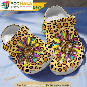 Leopard Sunflower Gifts 3D Funny Crocs