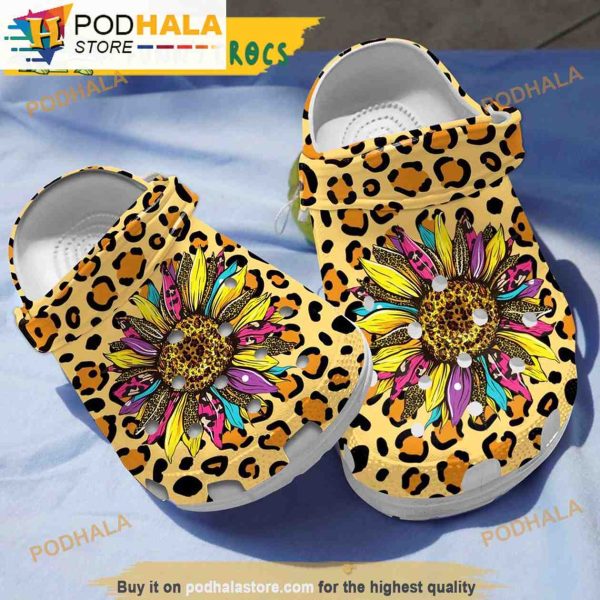 Leopard Sunflower Gifts 3D Funny Crocs