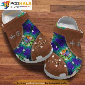 Let It Be Hippie Leather Dragonfly 3D Funny Crocs