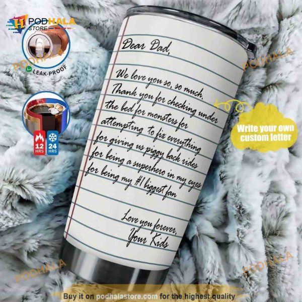 Letter Fathers Day Personalized Gift Travel Coffee Tumbler