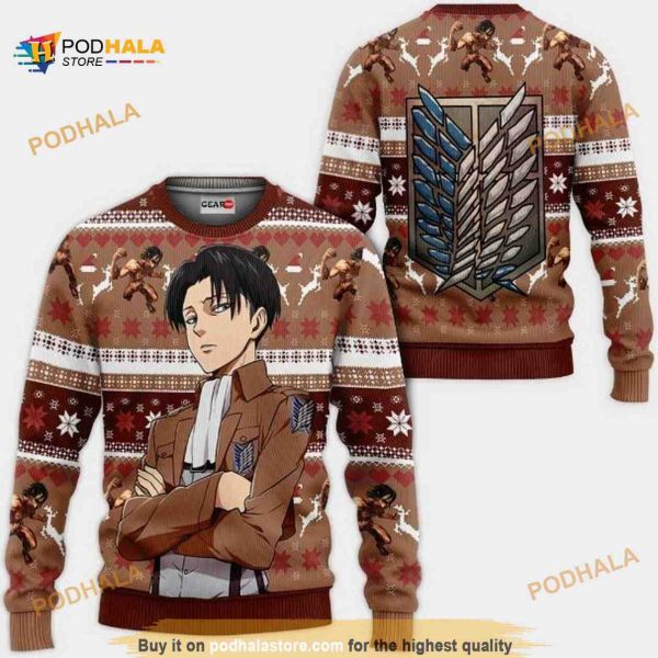 Levi Ackerman Anime Attack On Titan Xmas Ugly Christmas Sweater