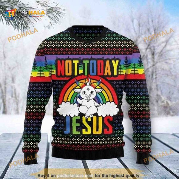 Lgbt Not Today Jesus Christmas Funny Ugly Christmas