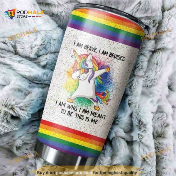 Lgbt Pride Lgbt Im Brave Unicorn Colorful Coffee Tumbler