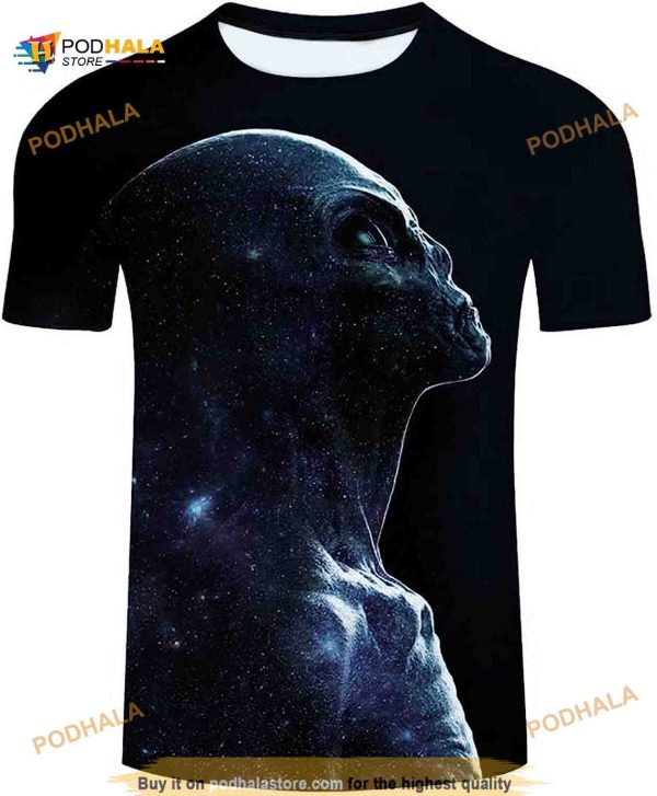 Lilinoffy Alien Galaxy Graphic Printed 3D Shirt for Women Men Unisex