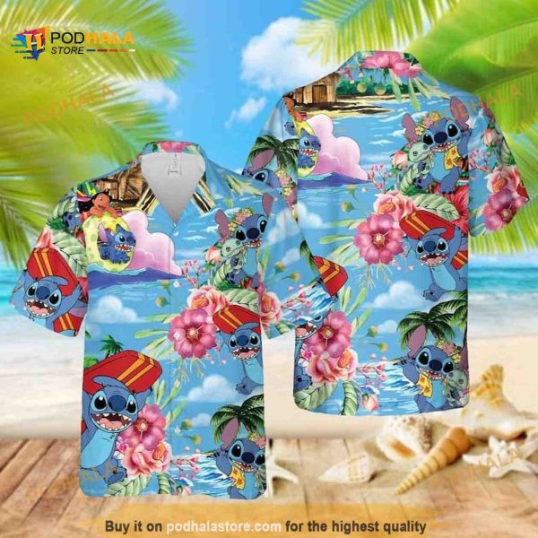 Lilo And Stitch Hawaiian Shirt, Summer Gift For Beach Lovers, Disney Aloha Shirt