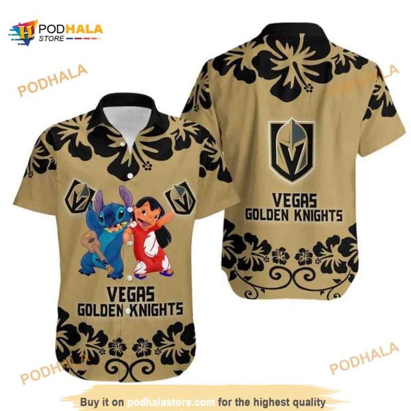 Lilo & Stitch Aloha NHL Vegas Golden Knights Hawaiian Shirt, Disney Aloha Shirt