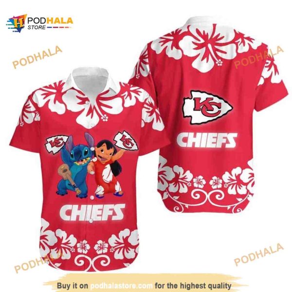 Lilo & Stitch NFL Kansas City Chiefs Hawaiian Shirt, Disney Aloha Shirt
