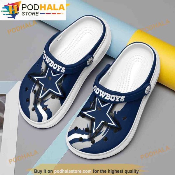 Logo Dallas Cowboys Blue 3D Funny Crocs Slippers