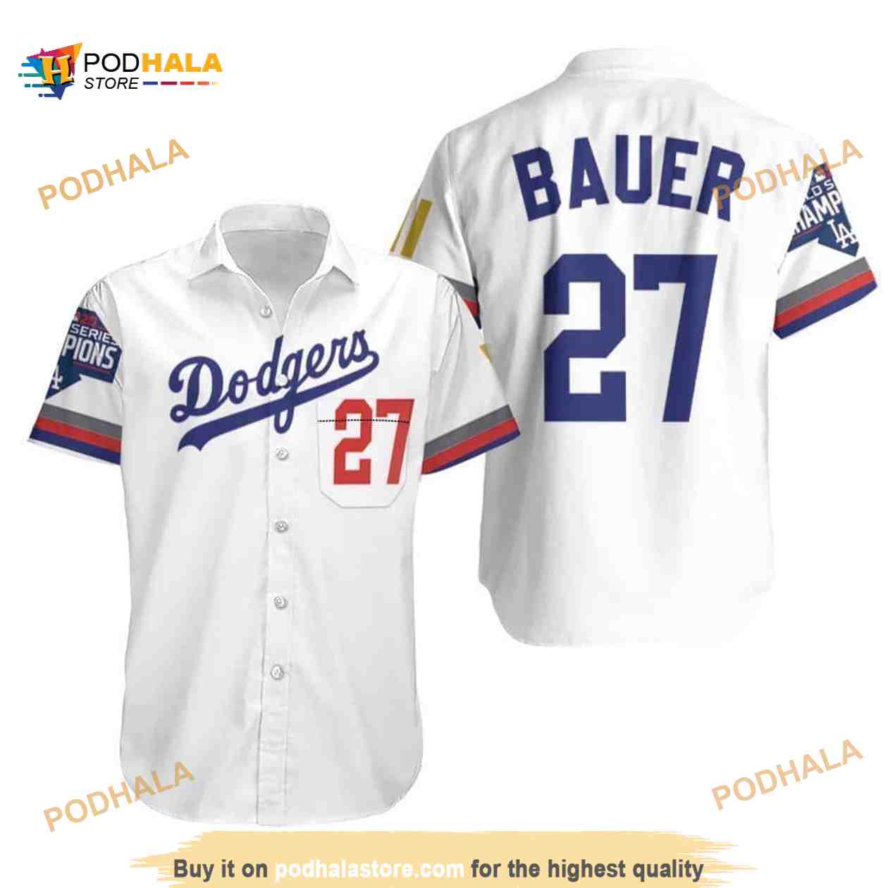 Custom Name Los Angeles Dodgers MLB Hawaiian Shirt Outfit - T
