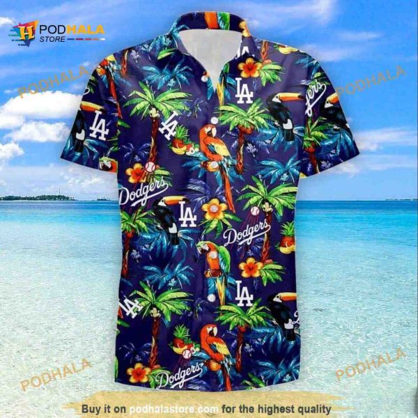 Los Angeles Dodgers MLB Hawaiian Shirt, Parrot Aloha Gift For Beach Trip