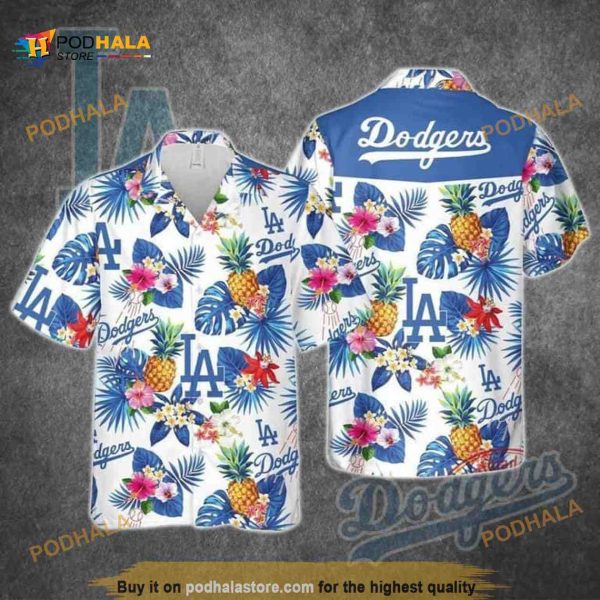 Los Angeles Dodgers MLB Hawaiian Shirt, Tropical Pineapple Pattern Summer Beach Gift
