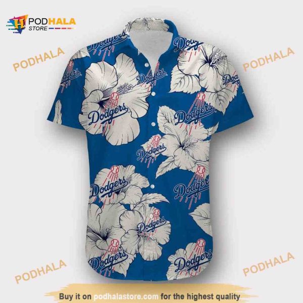 Los Angeles Dodgers MLB Hawaiian Shirt, White Hibiscus Flower Beach Vacation Gift