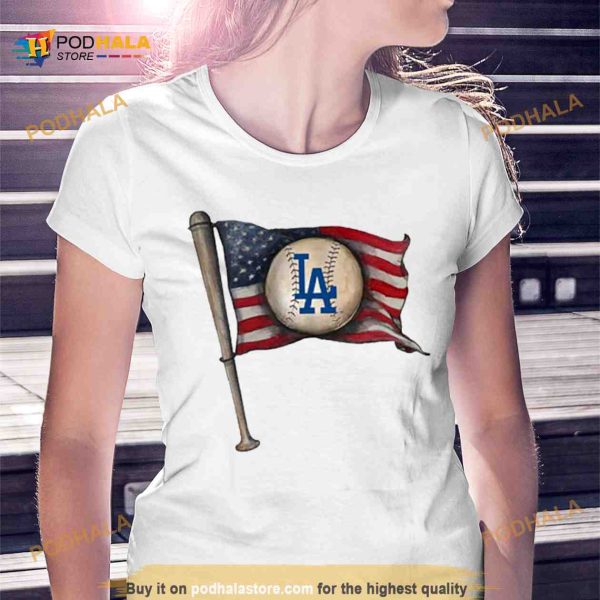 Los Angeles Dodgers Tiny Turnip toddler baseball flag Shirt