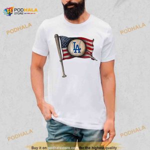 Los Angeles Dodgers Tiny Turnip toddler baseball flag Shirt 2