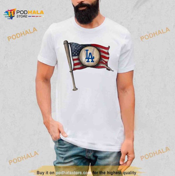 Los Angeles Dodgers Tiny Turnip toddler baseball flag Shirt