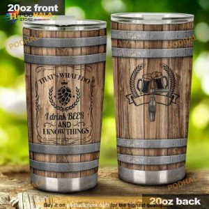 Love Beer Faux Wood Print Stainless Steel Cup Coffee Tumbler