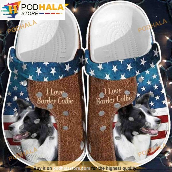 Love Border Collie Usa Flag Dog 3D Funny Crocs Shoes