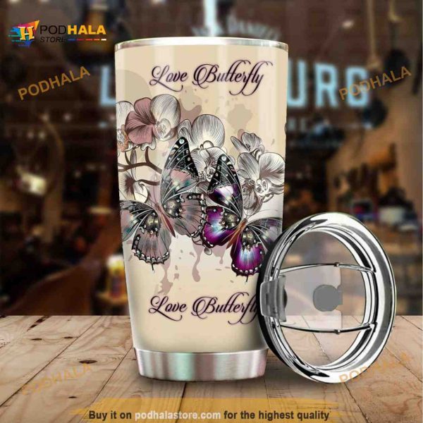 Love Butterfly Stainless Steel Cup Coffee Tumbler