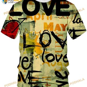 Love Heart Pattern 3D Shirt for Men Women