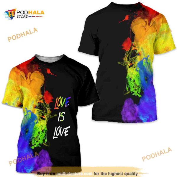 Love Is Love Gay Pride Mens 3D Printed Short Sleeve Shirt