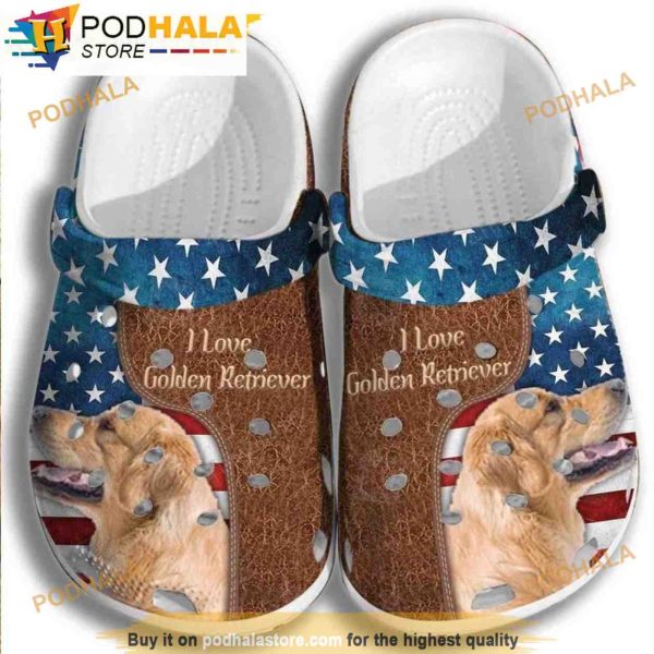 Love Labrador 4th Of July America Flag Dog 3D Funny Crocs
