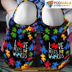 Love Needs No Words Puzzle Piece 3D Funny Crocs