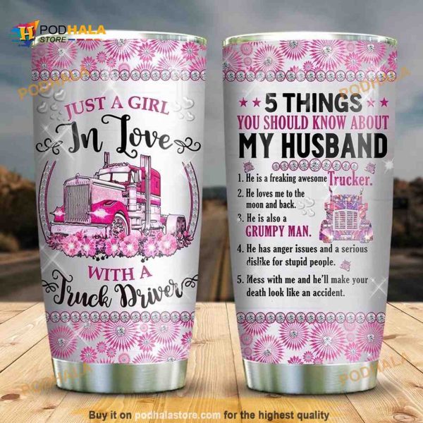Love Truck Driver Stainless Steel Cup Coffee Tumbler, Funny Tumbler