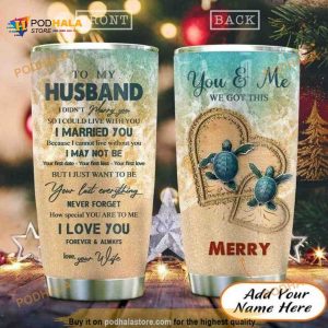 Love Turtle Couple Husband Personalized Coffee Tumbler, Funny Tumbler