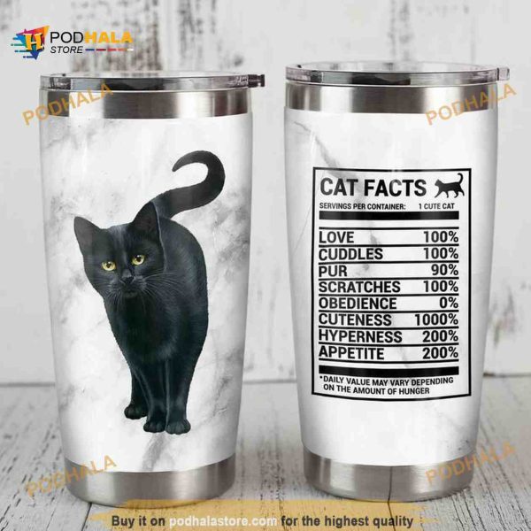 Lovely Black Cat Facts Gift Travel Coffee Tumbler, Funny Tumbler