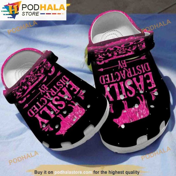 Lovers Pink Easily Distracted By Cow 3D Funny Crocs