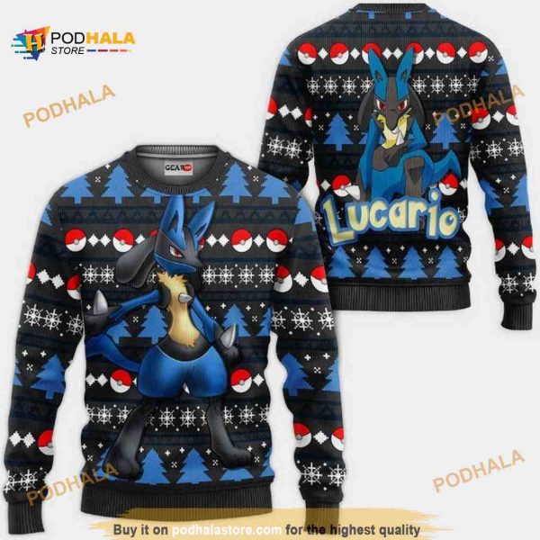 Lucario Anime Pokemon Xmas Ugly Christmas Sweater