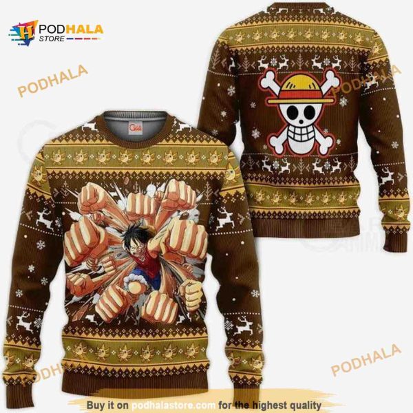 Luffy Gomu Xmas One Piece Anime Ugly Christmas Sweater