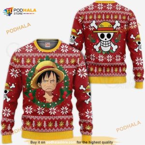Luffy Ugly Christmas Funny Face One Piece Anime Xmas Sweater