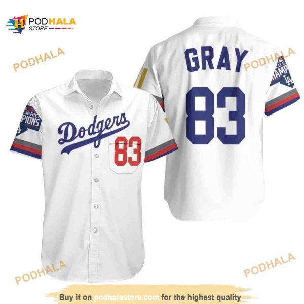 MLB Los Angeles Dodgers Gray 83 Hawaiian Shirt, Gift For Baseball Fans