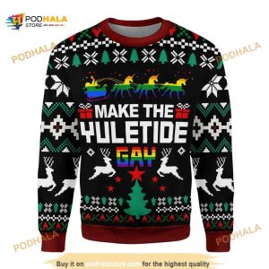 Make The Yuletide Gay Pride Ugly Sweater