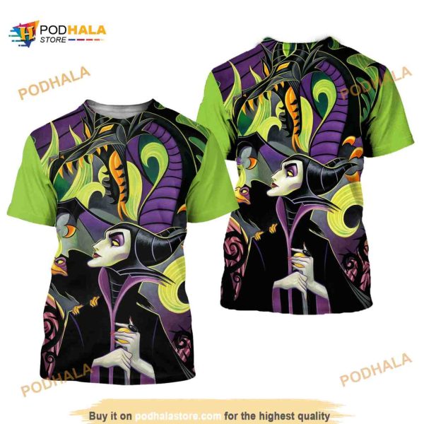 Maleficent & Diablo Green Button Overalls Patterns Disney Outfits Unisex Casual 3D Shirt