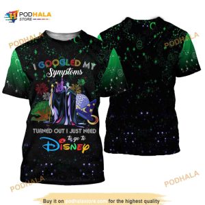 Maleficent Quotes Green Black Pattern Disney Cartoon Outfits Unisex Casual 3D Shirt