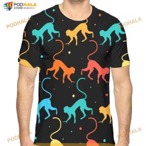 Males Funny Monkey Pattern Athletic 3D Shirt