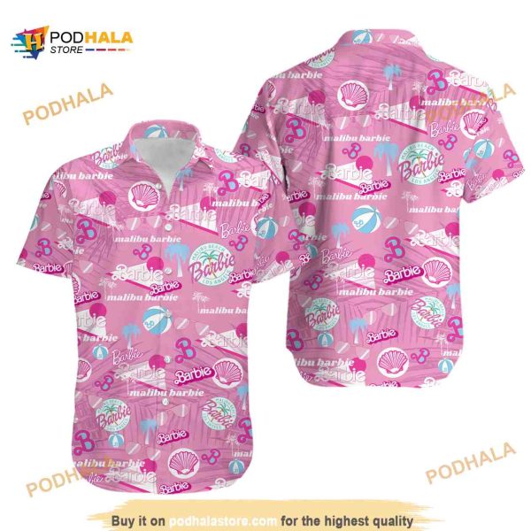 Malibu Beach Barbie Funny Hawaiian Shirt, Hawaiian Pink Barbie Los Angeles