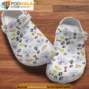 Maltese Face Dog Paw And Bones Pattern 3D Funny Crocs